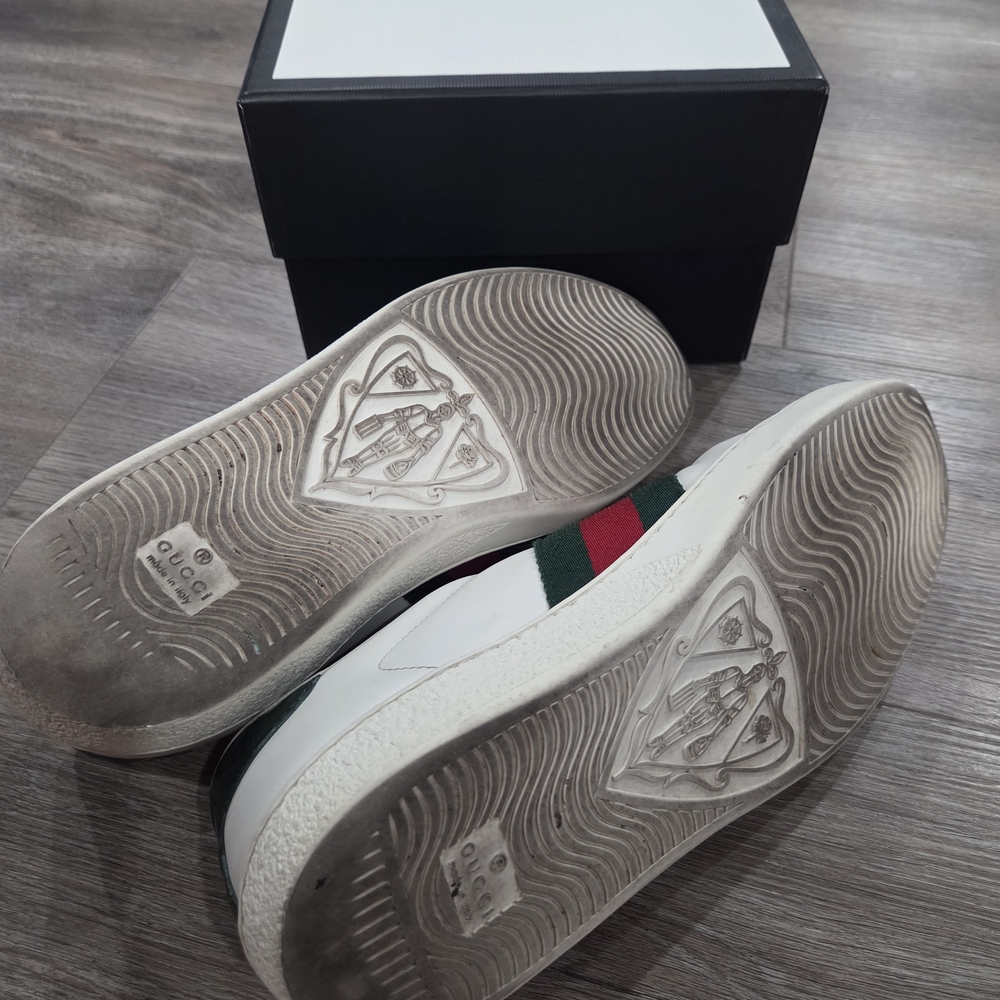 Gucci Men's White and Green Sneakers - Picture 7 of 13